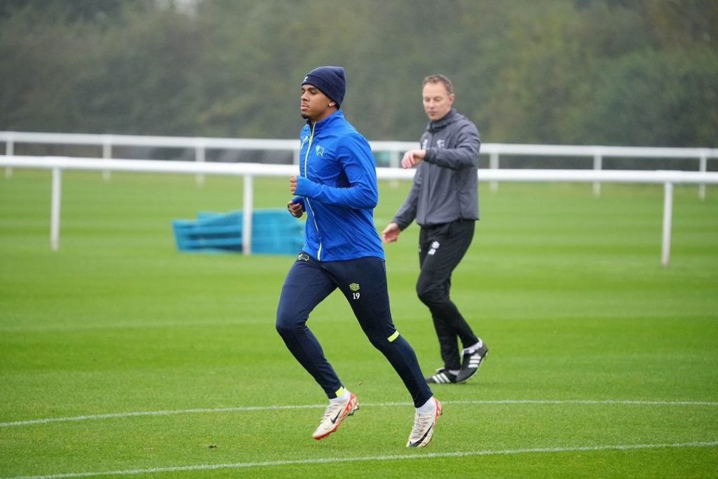 Tyreece John-Jules back in training with Derby County (Photo via John-Jules on Instagram) Tyreece John-Jules back in training with Derby County (Photo via John-Jules on Instagram)